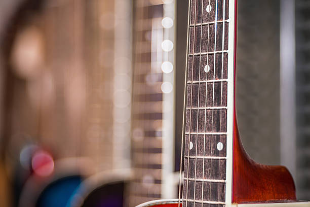 istock Close view of guitar fretboard 629077868