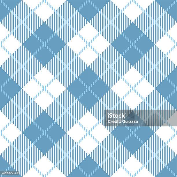 Tartan Seamless Vector Patterns In Whiteblue Colors Stock Illustration - Download Image Now