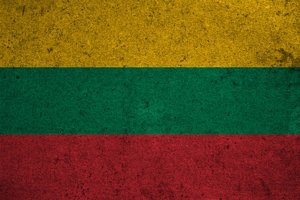 istock Lithuania flag on an old grunge background 629099814