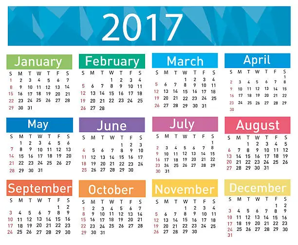 Vector illustration of Calendar for 2017