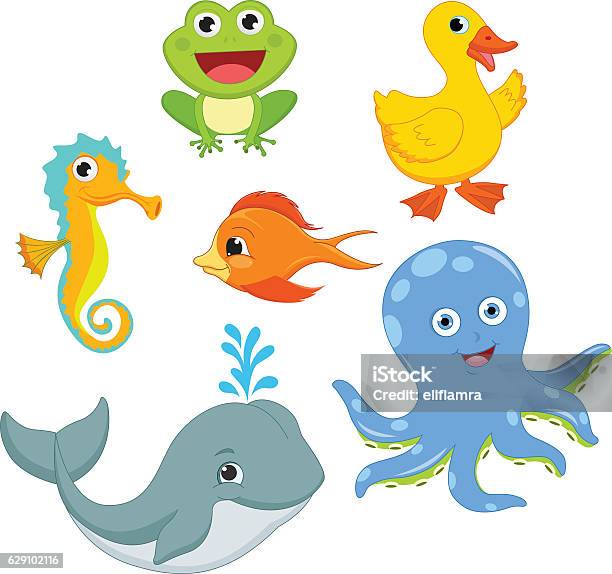 Vector Illustration Of Cartoon Animals Stock Illustration - Download Image Now - Duck - Bird, Animal, Bright