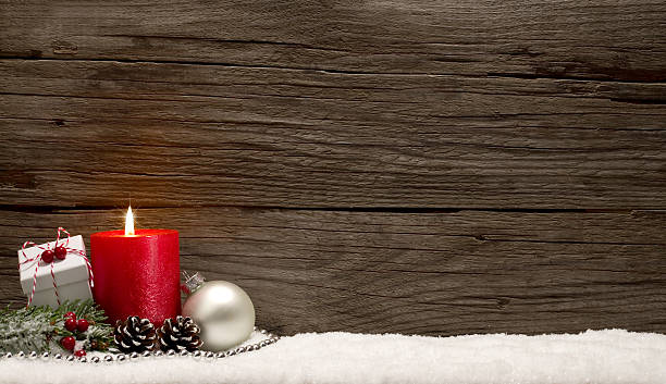 istock Christmas background with present and candle 629102838