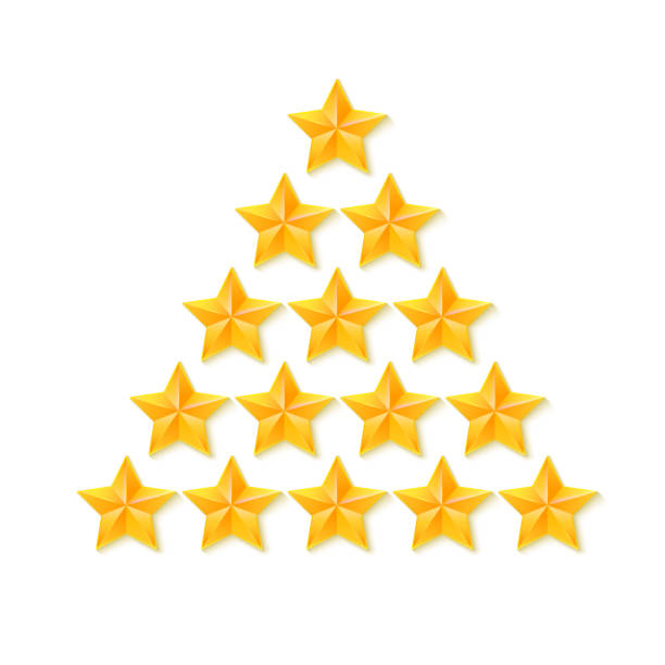 istock Set of rating stars. Gold five-pointed in the shape 629112726