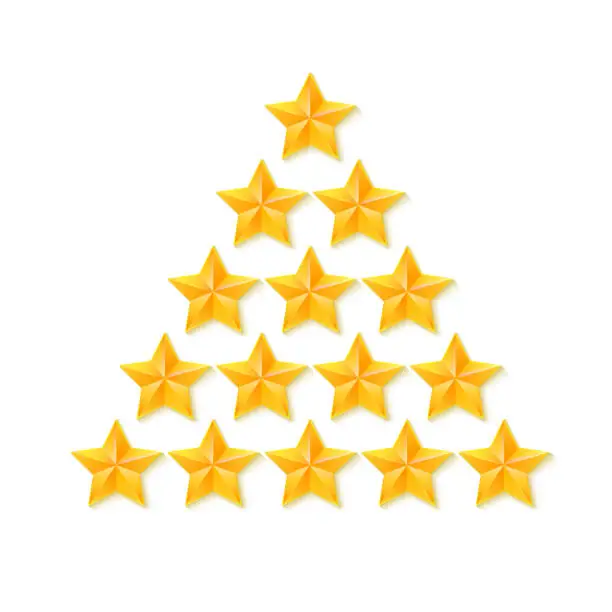 Vector illustration of Set of rating stars. Gold five-pointed in the shape