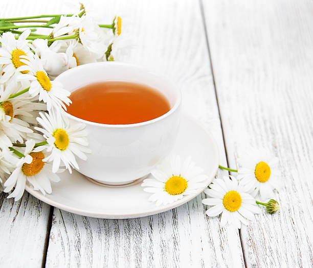 istock cup of herbal tea with chamomile flowers 629126218