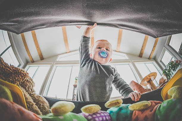 POV Baby Boy Exploring and Looking Inside Toy Box