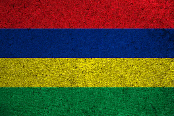 istock Mauritius flag on an old grunge background 629130858