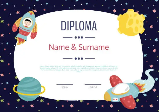 Vector illustration of Diploma Cartoon Vector Template