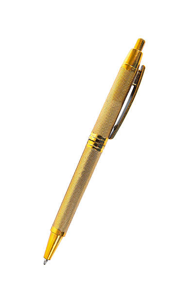 istock Gold pen isolated on white background 629144450