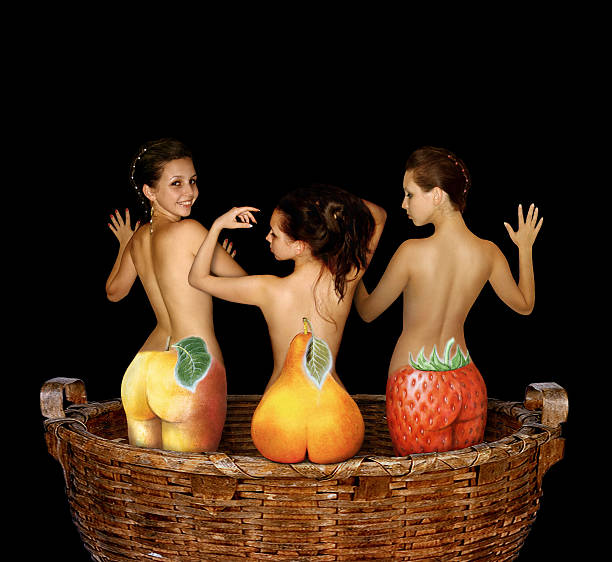 The basket with fruits.