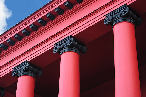 istock red columns on the facade in the old architectural building 629155266