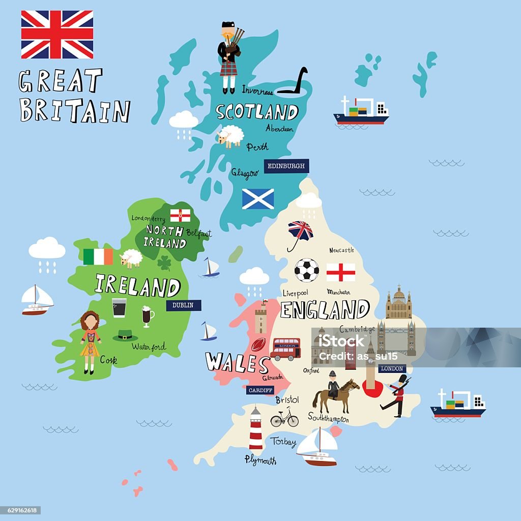 Great Britain picture Map  vector illustration EPS10. UK stock vector