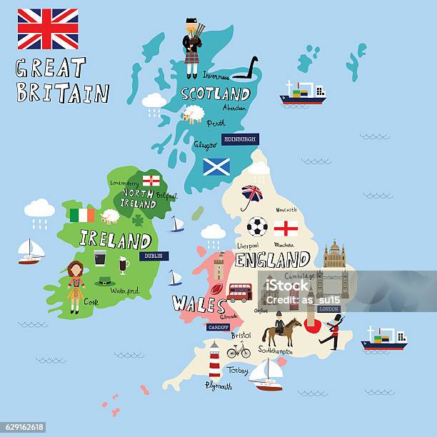 Great Britain Picture Map Vector Illustration Eps10 Stock Illustration - Download Image Now