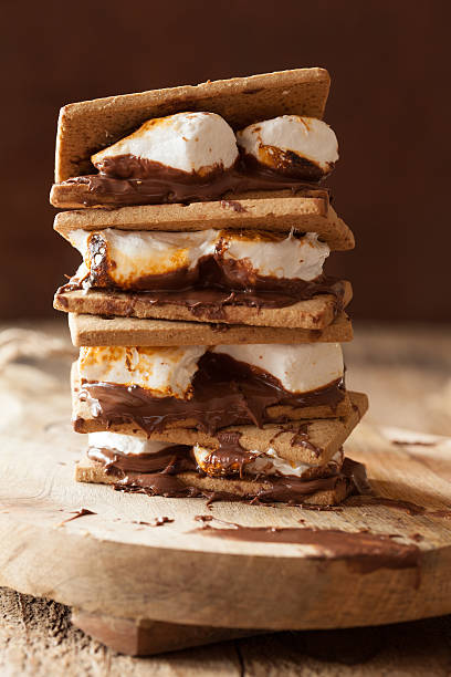 istock homemade marshmallow s'mores with chocolate on crackers 629163136