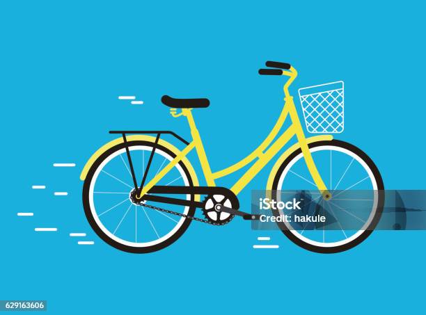 Simplified Vector City Bike Illustration Stock Illustration - Download Image Now - Bicycle, Cycling, Wheel