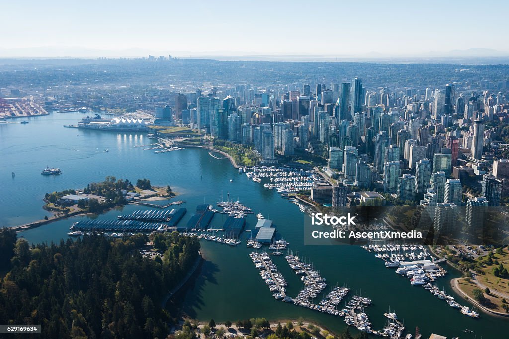 Aerial Image of Vancouver, British Columbia, Canada Aerial Image of Vancouver, British Columbia, Canada with Stanley Park, downtown and waterfront Vancouver - Canada Stock Photo