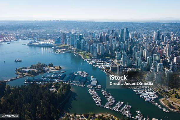 Aerial Image Of Vancouver British Columbia Canada Stock Photo - Download Image Now
