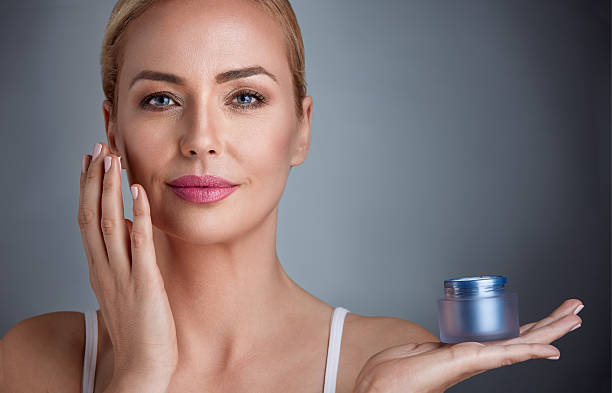 Nourished woman with cream