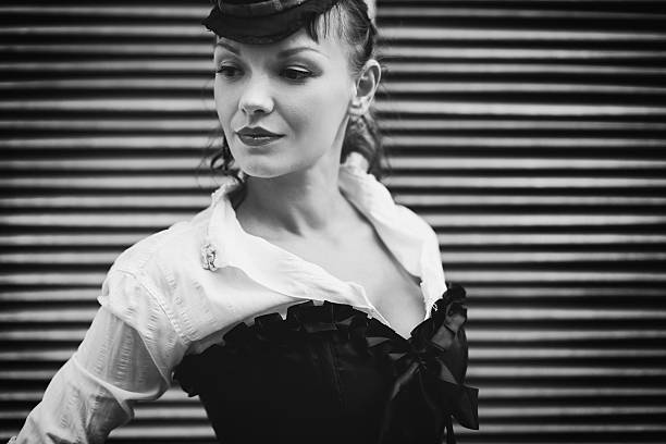 istock Black and white retro portrait 629172758