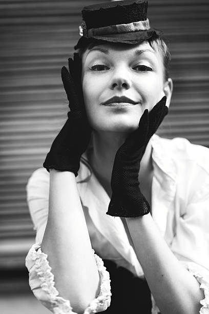 istock Black and white retro portrait 629181994
