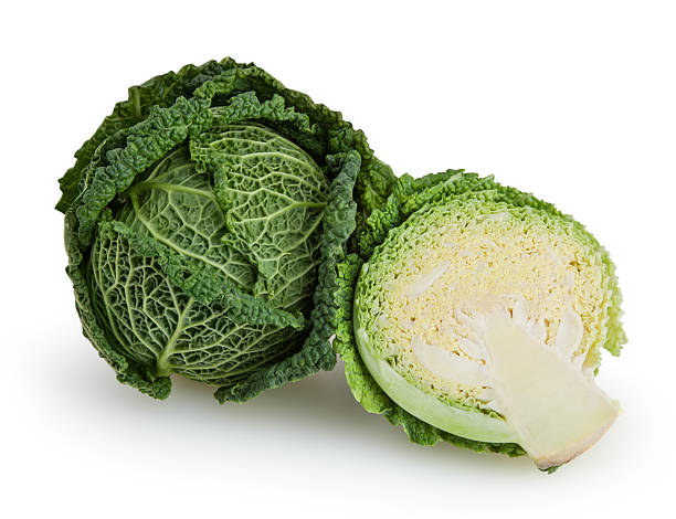 istock Savoy cabbages isolated on white background with clipping path 629187114