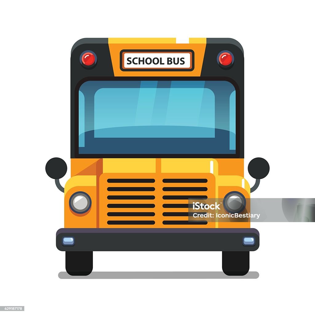 Yellow school bus front view Yellow school bus front view. Colorful flat style vector illustration isolated on white background. School Bus stock vector