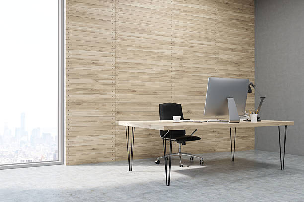 istock CEO working desk in office with wooden panels 629188514