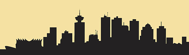 ilustrações, clipart, desenhos animados e ícones de horizonte de vancouver da manhã - vetor - vancouver skyline canada panoramic