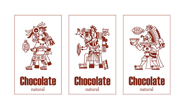 ilustraciones, imágenes clip art, dibujos animados e iconos de stock de azteca dise�ño de encapsulado de chocolate - guerrero azteca