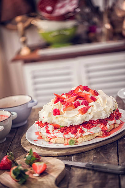 istock Berry Pavlova Cake with Strawberries and Raspberries 629203942