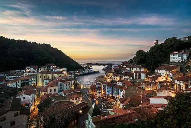 Beautiful view of coastal Asturias sea village Cudillero