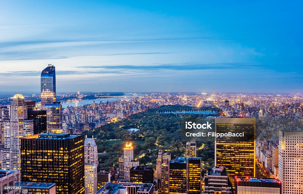 New York - Central Park view New York - Central Park view at sunset Central Park - Manhattan Stock Photo