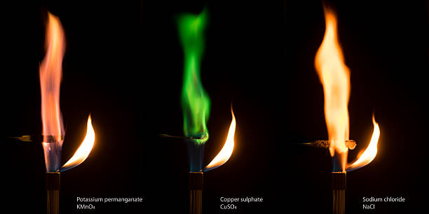 различные цветные пламя горящих солей - inorganic стоковые фото и изображения