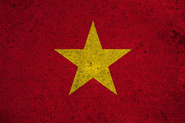 istock Vietnam flag on an old grunge background 629212646