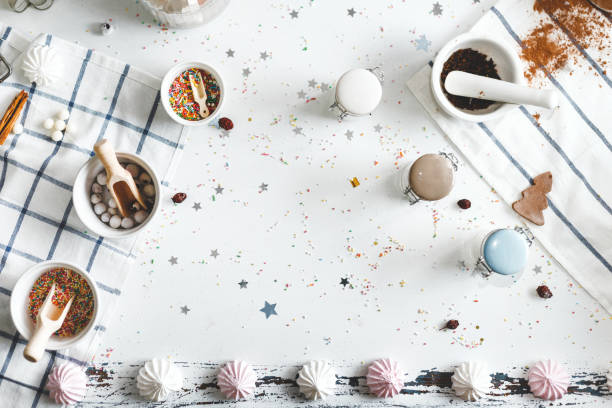 istock Table cook sweet tooth, with marshmallows, ginger cookies and other 629213726