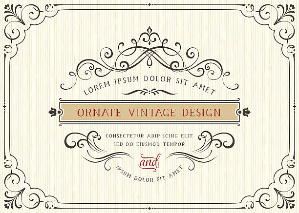 Horizontal vintage ornate greeting card with typographic design, calligraphy swirls and swashes. Can be used for retro invitations and royal certificates. Vector illustration.