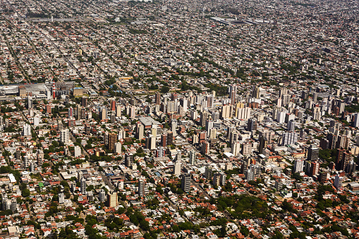 Skyscraper in Buenos Aires view form airplane (Argentina)