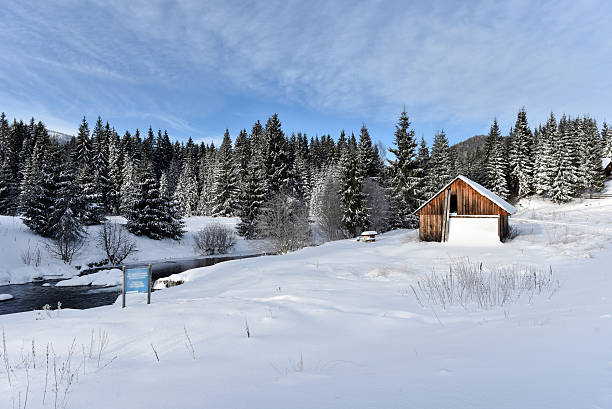 istock Mountain wooden chalet covered with fresh snow 629224640