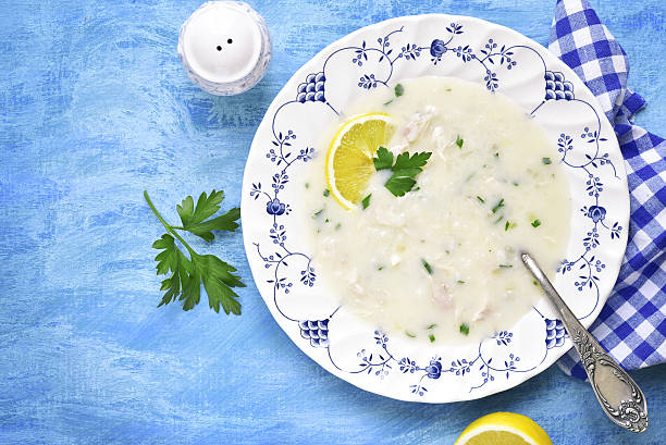 Avgolemono - traditional greek chicken soup.