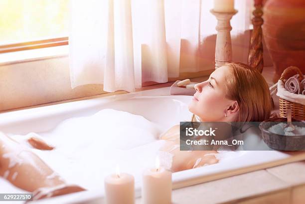 Enjoying Day Spa Stock Photo - Download Image Now - Bathtub, Women, Zen-like