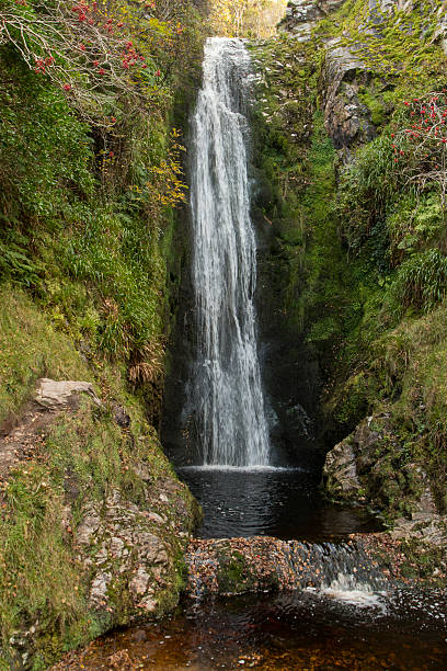 Glenevin Waterfall on the Inishowen Peninsula, Ireland. stock photo