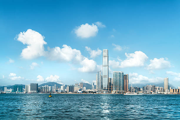 Hong Kong skyline, view to ICC Hong Kong skyline international commerce center stock pictures, royalty-free photos & images