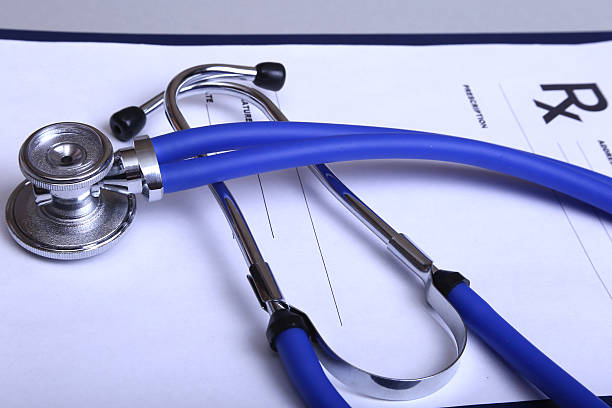 istock Stethoscope and medical equipment on a light background 629238278