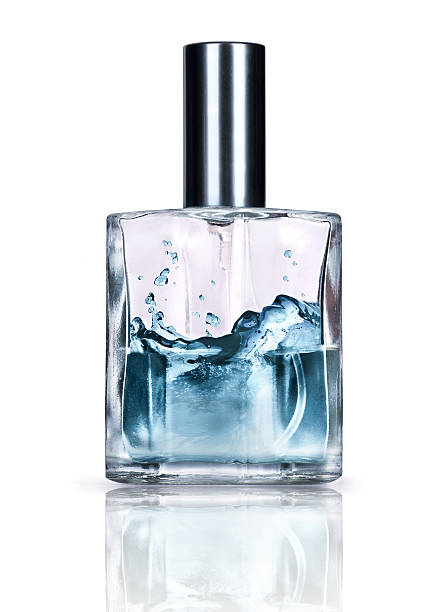 perfume bottle with refreshing essence isolated on white