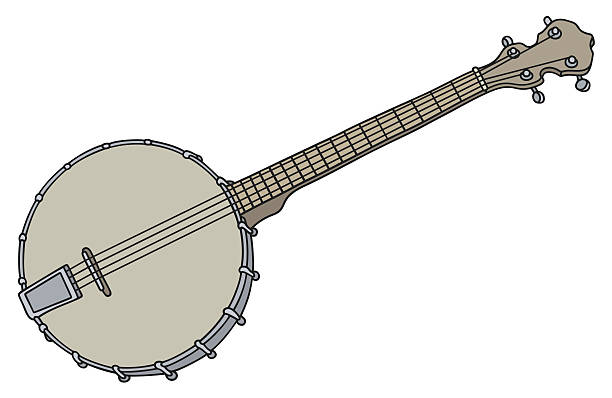 Old simple banjo Hand drawing of an old simple four strings banjo banjo stock illustrations