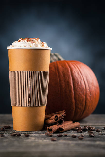 istock Pumpkin spice latte in a paper cup 629241026