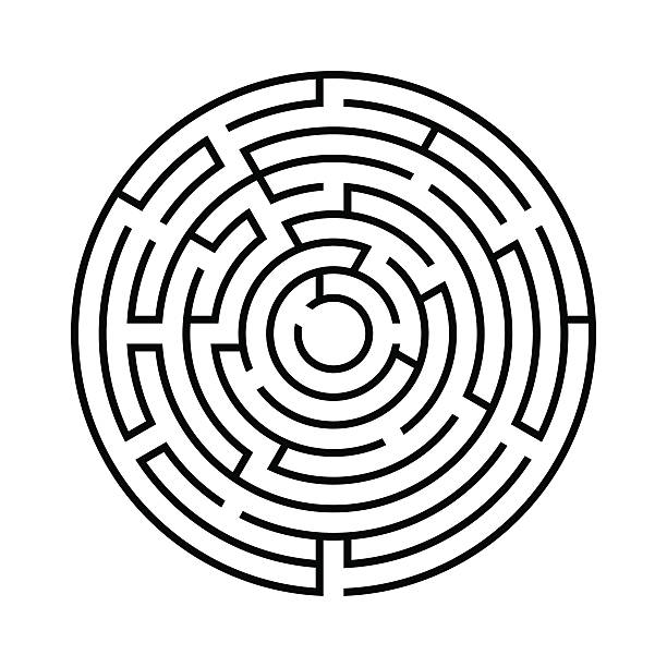 rundes labyrinth. isoliert auf weißem hintergrund. vektor-illustration. - labyrinth stock-grafiken, -clipart, -cartoons und -symbole