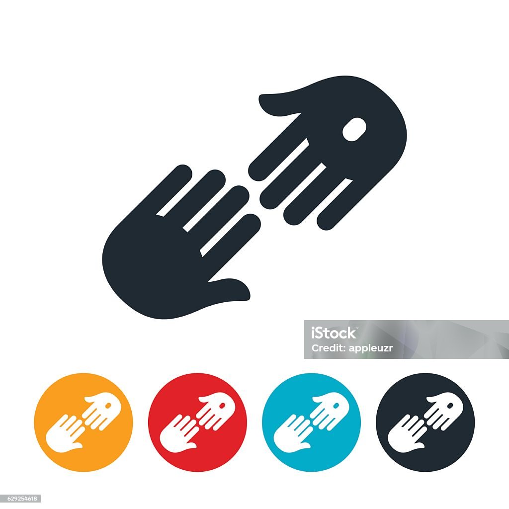 Christ Saving Icon An icon of two hands reaching each other. The one hand has a nail print and signifies the savior Jesus Christ reaching out to save another person. Jesus Christ stock vector