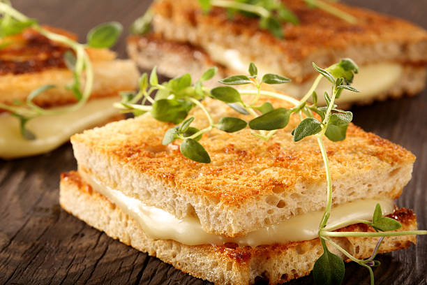 istock Fresh toast with cheese and herbs 629254682