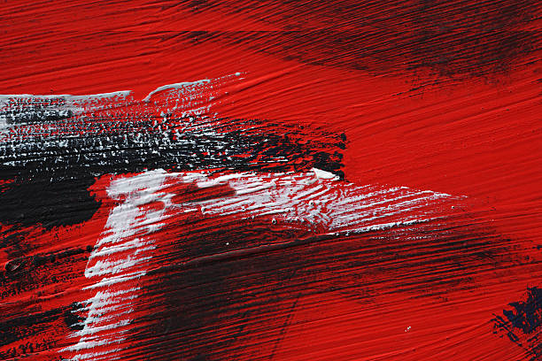 istock Black white red acrylic paint on metal surface Brushstroke 4 629254978